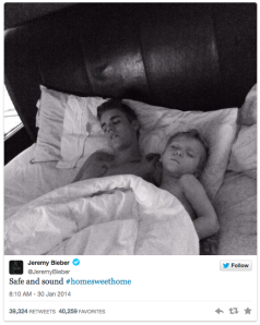 Bieber's father tweeted this picture of Justin and his younger half brother on Wednesday. Earlier that day, Bieber's lawyer pleaded "not guilt" to his charges in Florida. Source: Twitter (@JeremyBieber)